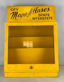 Vintage City Maps- Atlases State Interstate Metal Display Cabinet