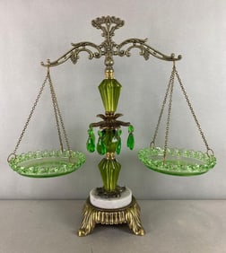 1974 Loevsky & Loevsky White Metal Castings Ornate Scale with Green Dishes