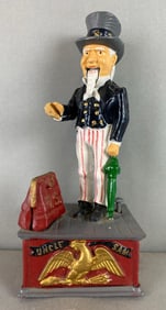 Reproduction Uncle Sam Mechanical Cast Iron Bank