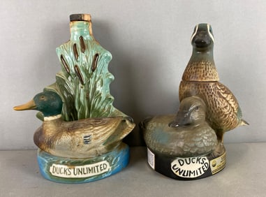 Group of 2 Jim Beam Ducks Unlimited Collector Bottles