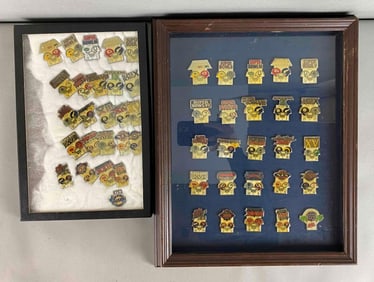Group of 2 1967-1990 Framed Super Bowl Pin Collections