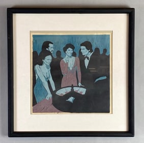 Artist Signed Casino Royale Engraving on Paper