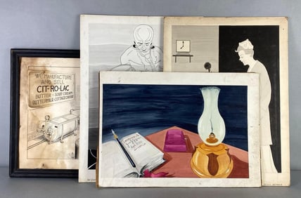 Group of Arthur Metzger Drawings/Paintings and More