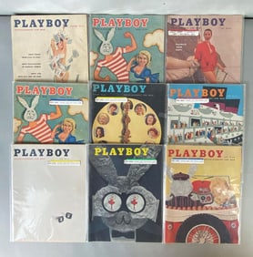 Group of 9 1957 Playboy Magazines