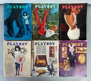 Group of 6 1960s Playboy Magazines