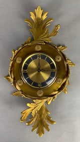 Brass Art Nouveau Style Wall Battery-Operated Clock
