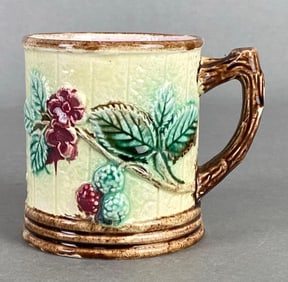 Majolica Strawberry Pottery Mug