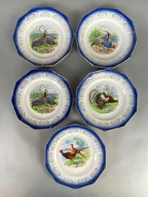 Group of 5 Limoges Porcelain Painted Game Plates