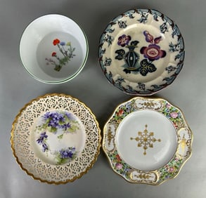 Group of Floral Painted Porcelain Plates and Bowl