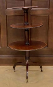 19th Century Mahogany 3-Tiered Drop-Leaf Tea Table