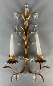 Gold Gilt Metal Two Light Candle Sconce