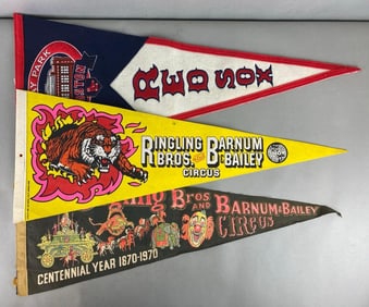 Group of 2 Vintage Ringling Brothers Pennants and More