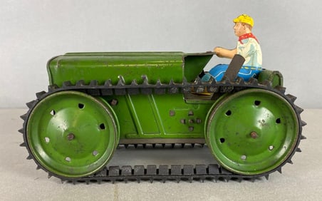 Marx Pressed Steel Man on Tractor Wind-Up Toy