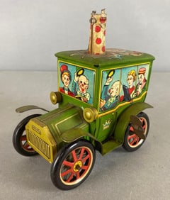 Vintage KO Clown Car Tin Litho Wind-Up Toy