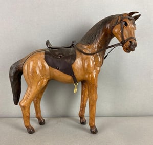 Vintage Leather Wrapped Horse Figurine