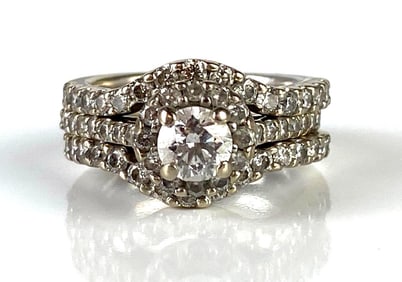 14K White Gold Diamond Bridal Ring Set
