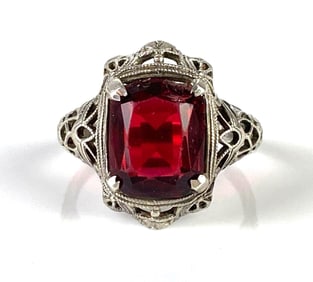 Sterling Silver Red CZ Ring