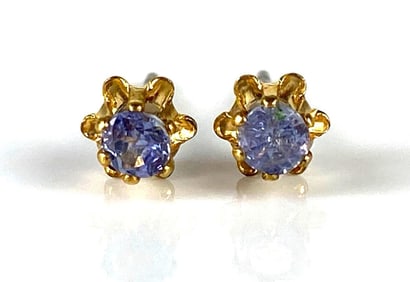 Pair of 10K Gold Tanzanite Stud Earrings
