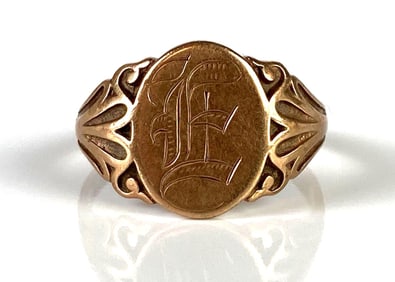 10K Gold Initial E Ring
