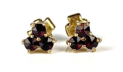 Pair of 10K Gold Garnet Stud Earrings