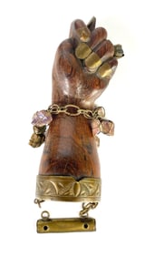 Wood and Raw Quartz/Amethyst Figa Fist