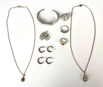 Group of Sterling Silver Jewelry Items and More