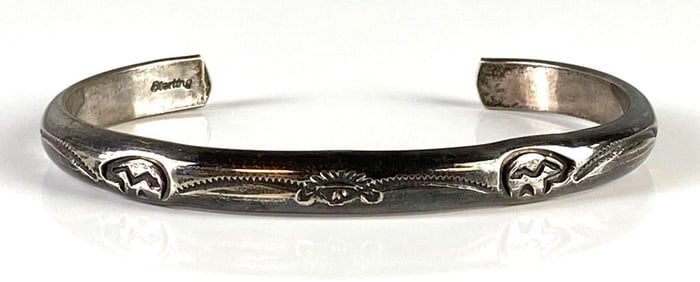 Native American Style Sterling Silver Etched Bracelet