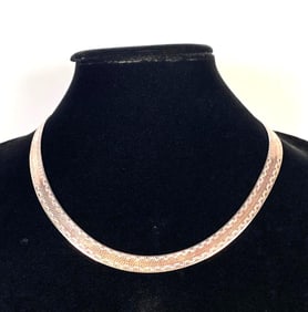 Sterling Silver Italian Milor Thick Herringbone Necklace