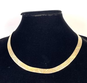 Sterling Silver Italian Milor Thick Herringbone Necklace