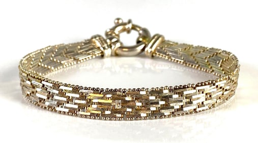 Sterling Silver Italian Milor Herringbone Bracelet