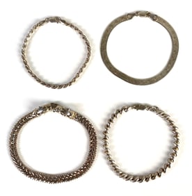 Group of 4 Sterling Silver Bracelets