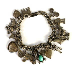Sterling Silver Charm Bracelet with Sterling Silver Charms