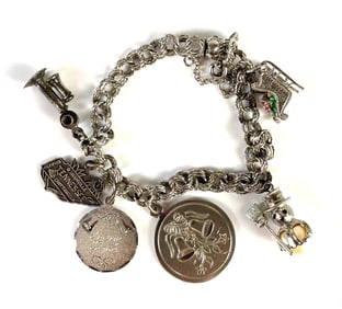 Sterling Silver Charm Bracelet with Sterling Silver Charms