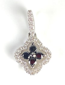14K White Gold Kate McCullar Sapphire and Diamond Necklace Pendant