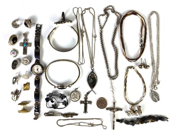 Group of Sterling Silver Jewelry and More