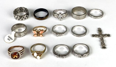 Group of Costume Jewelry Rings and More