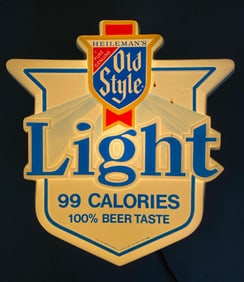1980 Heilemans Old Style Light Beer Vacu-Form Light Up Advertising Sign