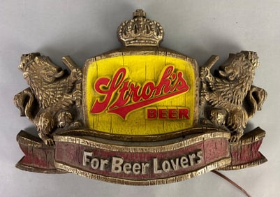 Strohs Beer For Beer Lovers Heraldry Light UpAdvertising Sign