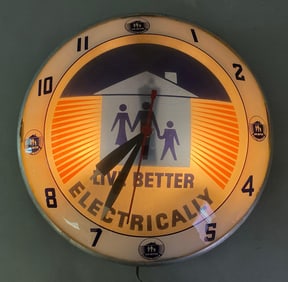 Live Better Electrically Light Up Double Bubble Glass Advertising Clock
