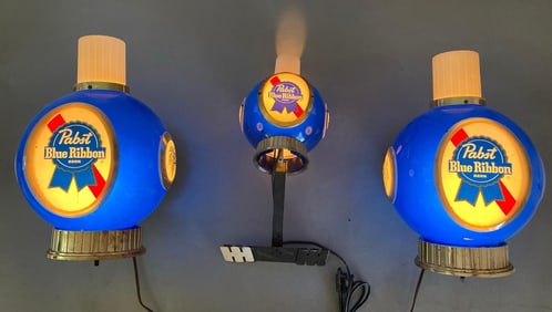 Group of 3 Pabst Blue Ribbon Advertising Lights