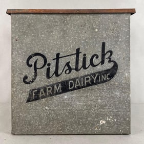 Pitstick Farm Dairy Advertising Metal Milk Bottle Box