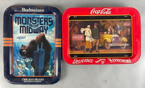 Group of 2 Metal Advertising Trays
