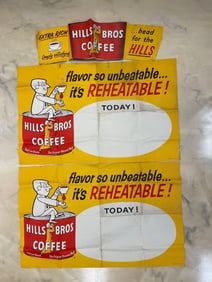 Group of Vintage Hills Bros Coffee Paper Advertising Signs