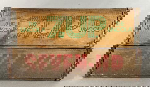 Group of 2 Vintage 7 Up Wood Advertising Crates