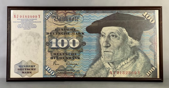 German Federal Republic 100 Deutsche Mark Bank Note Framed Print