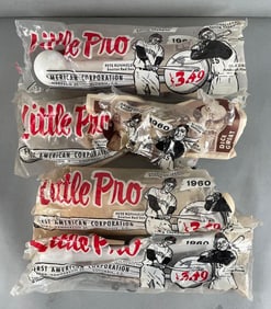 Group of 4 1960 First American Corp. Little Pro Baseball Batting Practice Items