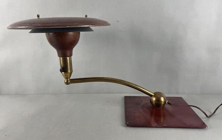 Vintage MCM Wheeler Metal Flying Saucer Table Lamp