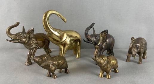 Group of Brass Elephant Figurines