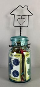 Ball Mason Jar with Assorted Vintage Buttons