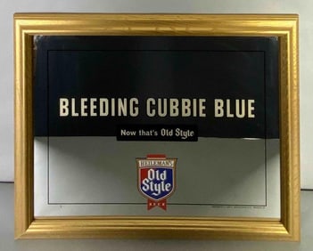 Heilemans Old Style Beer Bleeding Cubbie Blue Advertising Mirror